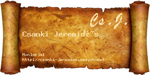 Csanki Jeremiás névjegykártya